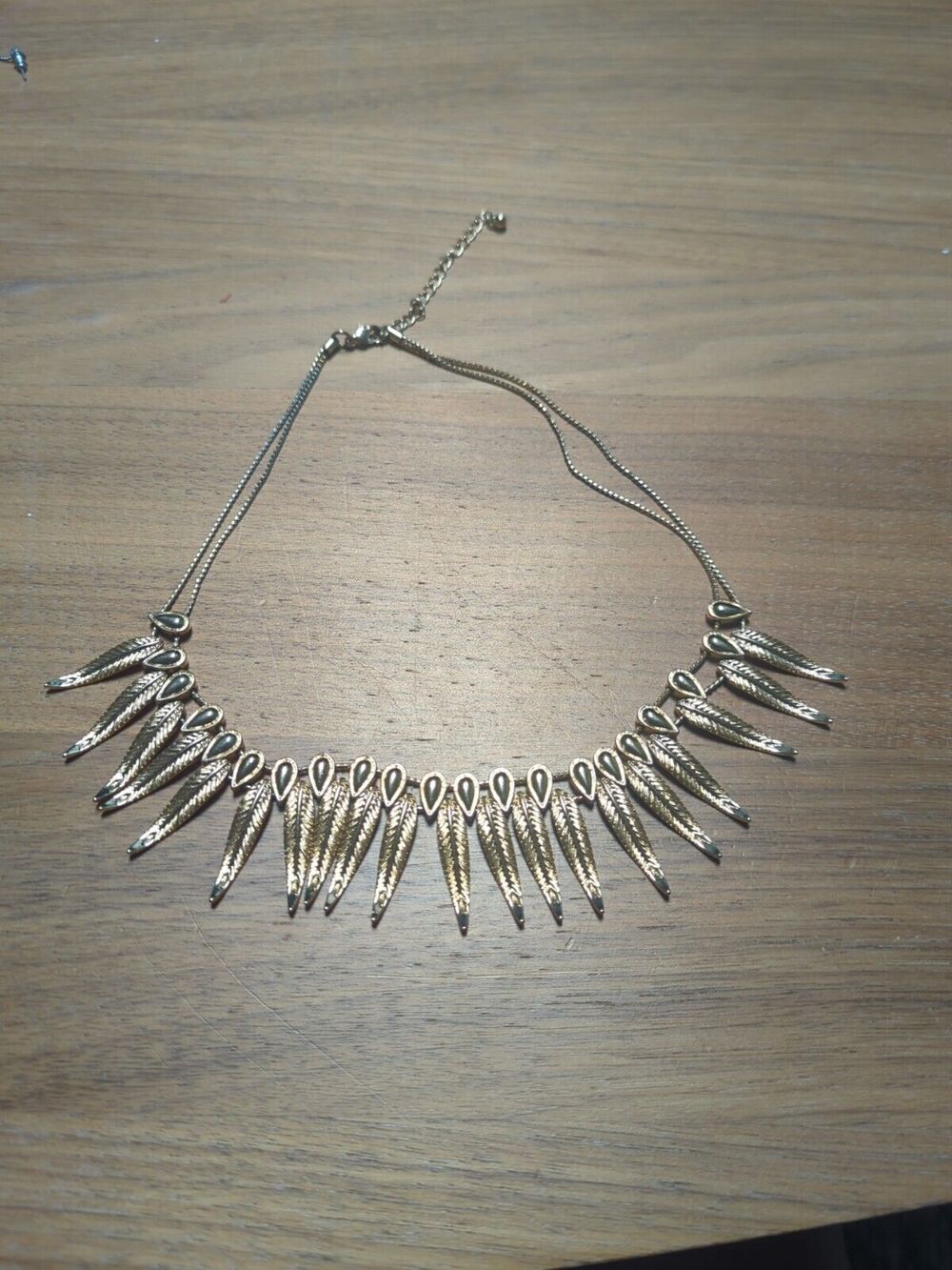 Unbranded Tribal Feather Necklace‎ Gold Tone Choker Statement Piece